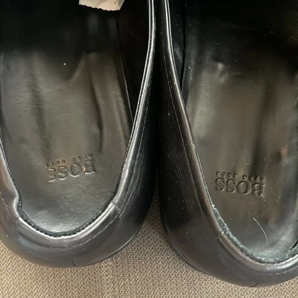 🇪🇸🐠 Hugo Boss Black Leather Silver Bit Loafers – Size 10.5